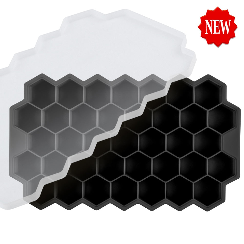 SILIKOLOVE Honeycomb Ice Cube Trays with Removable Lids Silica Gel Ice Cube Mold BPA Free